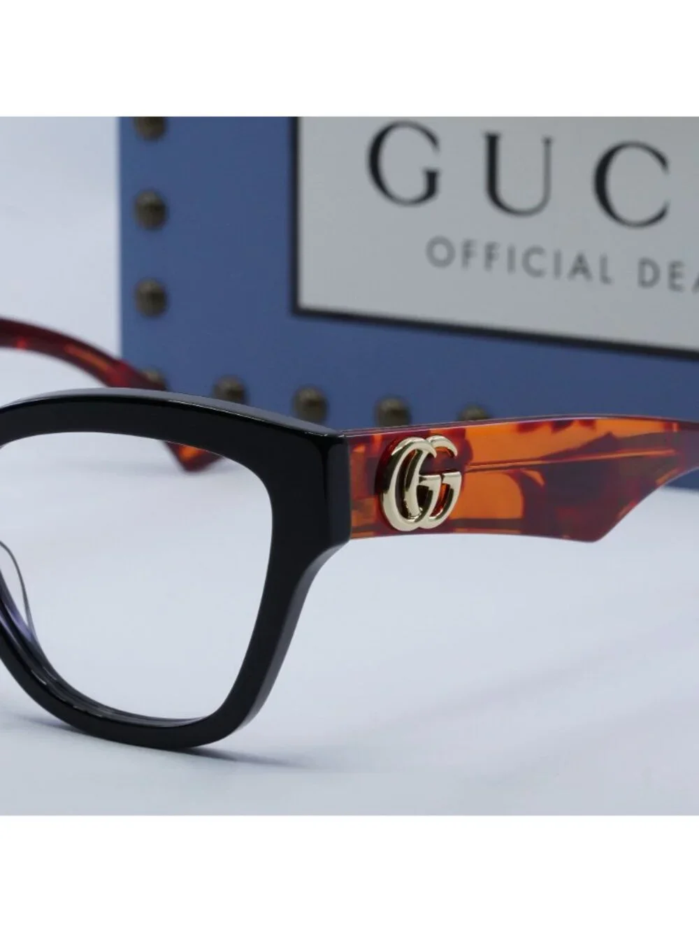 Gucci GG1424O 007 Cat Eye Eyeglasses 54mm - Black / Havana